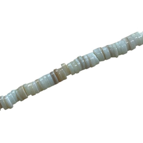 6.5 X 2 MM SHELL BEADS LIGHT GREEN - 40 CM STRAND