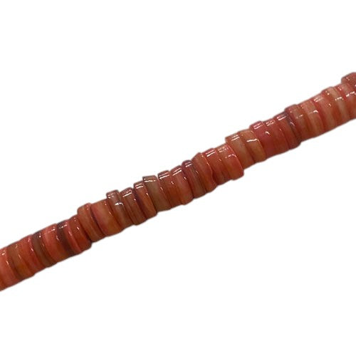 6.5 X 2 MM SHELL BEADS LIGHT RED - 40 CM STRAND