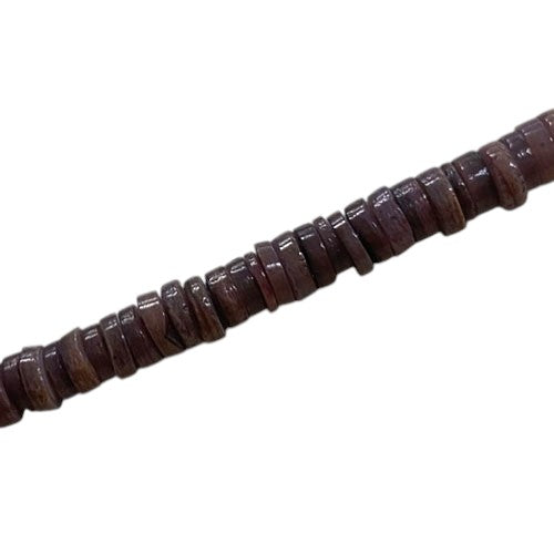 6.5 X 2 MM SHELL BEADS BROWN - 40 CM STRAND