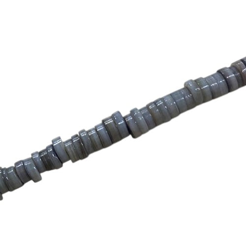 6.5 X 2 MM SHELL BEADS GREY - 40 CM STRAND