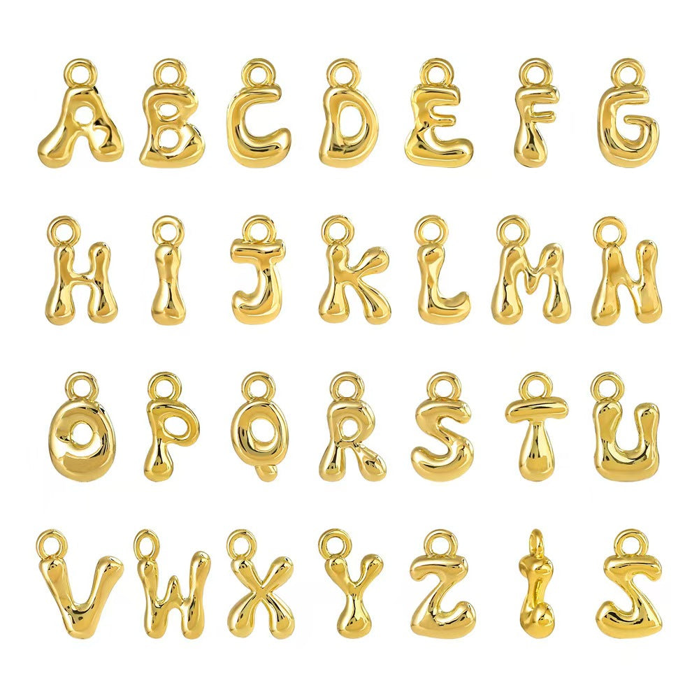 Bubble Alphabet Charms Gold - 1pc