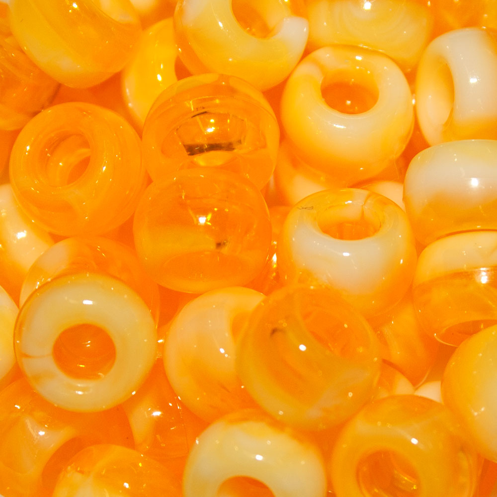 Pony Beads 9x6mm Opaque White and Transparent Colour Marble - Approx. 95pcs