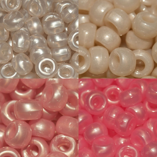 Pony Beads 9x6mm Pearl - Approx. 95pcs