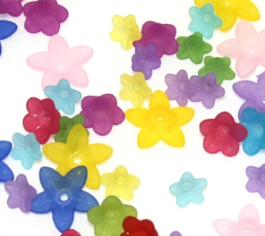 6mm - 12mm frosted flowers mix colours approx 200+