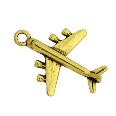 AEROPLANE CHARM 27 MM GOLD - 12 PCS