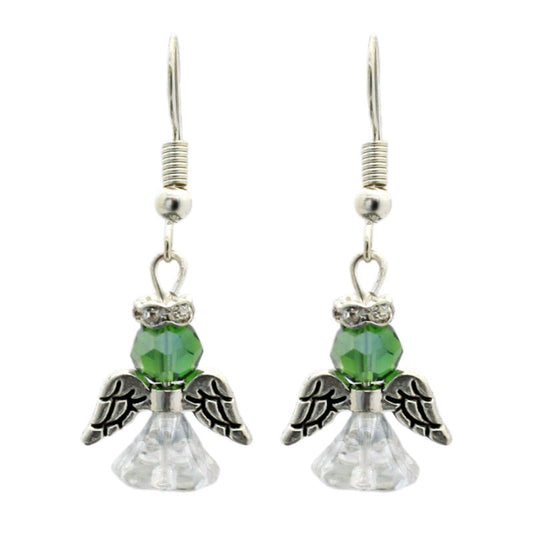 SMALL ANGEL EARRINGS KIT GREEN / SILVER