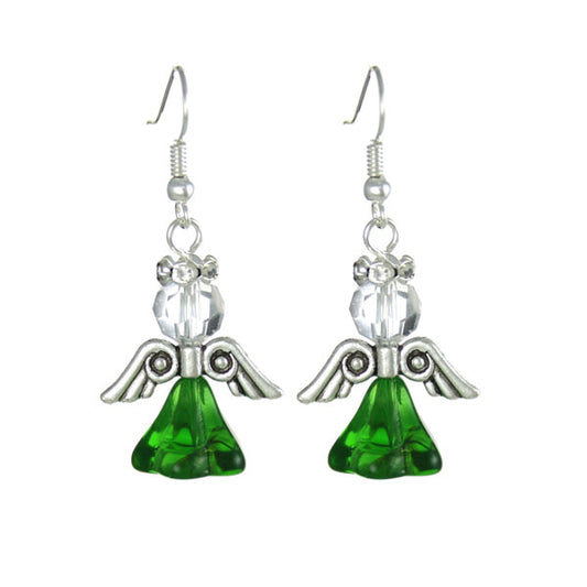 Angel earring kit green & silver