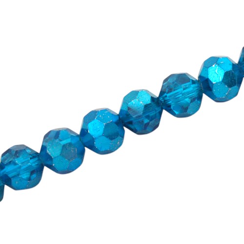 10 MM FACETED ROUND BEADS APPROX 34/PCS - CRYSTAL METALLIC AQUA