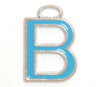 16mm B blue enamel charm