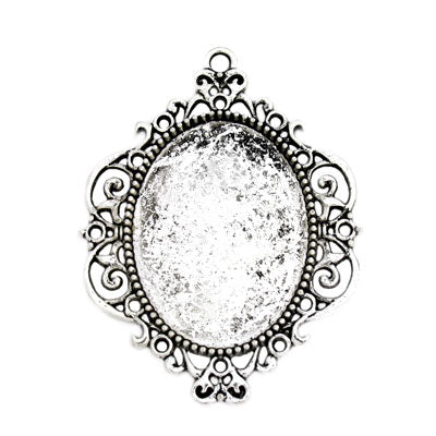 48 X 62 MM OVAL SILVER BEZEL FRAME (FITS 40 X 30 MM OVAL CABOCHON) - 2 PCS