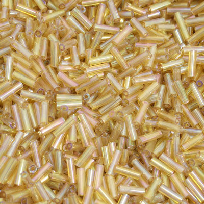 6 - 8 MM BUGLE BEADS - 100 G - AMBER RAINBOW