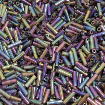 6 - 8 MM BUGLE BEADS - 100 G - AMETHYST RAINBOW