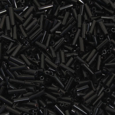 6 - 8 MM BUGLE BEADS - 100 G - BLACK