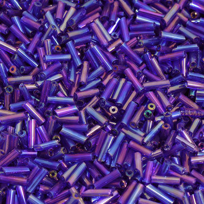 6 - 8 MM BUGLE BEADS - 100 G - BLUE RAINBOW
