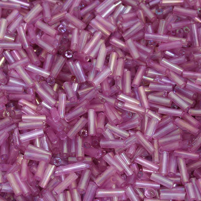 6 - 8 MM BUGLE BEADS - 100 G - DARK PINK RAINBOW