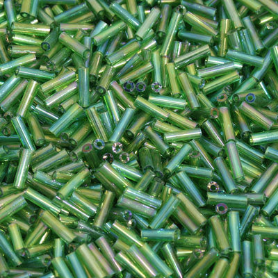 6 - 8 MM BUGLE BEADS - 100 G - GREEN RAINBOW