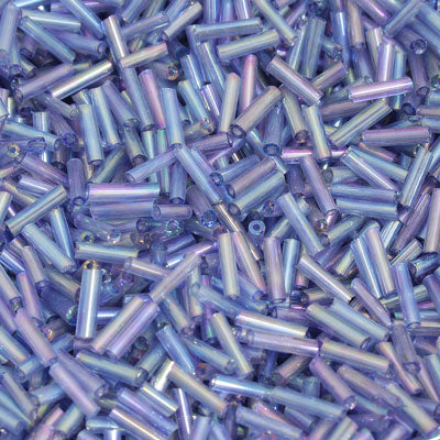 6 - 8 MM BUGLE BEADS - 100 G - LIGHT BLUE RAINBOW