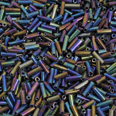 6 - 8 MM BUGLE BEADS - 100 G - METALLIC RAINBOW