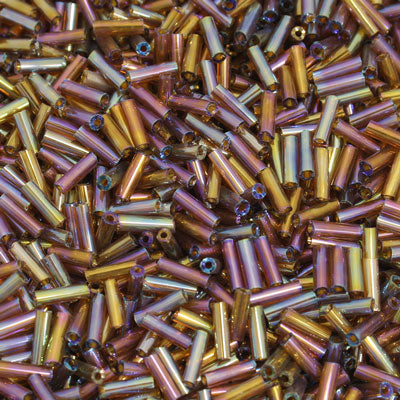 6 - 8 MM BUGLE BEADS - 100 G - PLUM RAINBOW