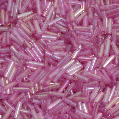 6 - 8 MM BUGLE BEADS - 100 G - PINK RAINBOW