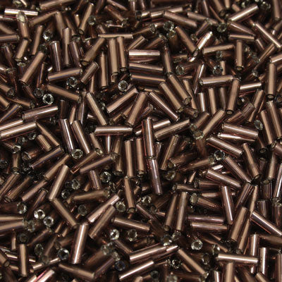 6 - 8 MM BUGLE BEADS - 100 G - SILVER LINED PLUM