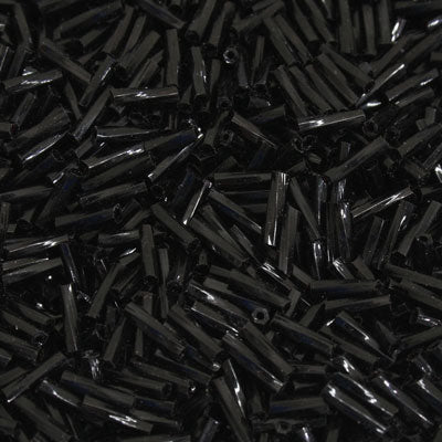 8 - 10 MM TWISTED BUGLE BEADS - 100 G - BLACK