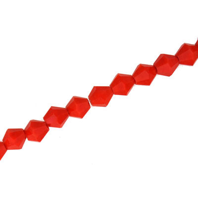 6MM CRYSTAL BI-CONE STRANDS - APPROX 50 / PCS - OPAQUE RED