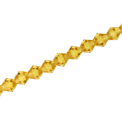 6MM CRYSTAL BI-CONE STRANDS - APPROX 50 / PCS - GOLD YELLOW