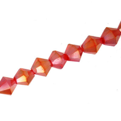 8MM CRYSTAL BI-CONE STRANDS - APPROX 40 / PCS -   RED AB