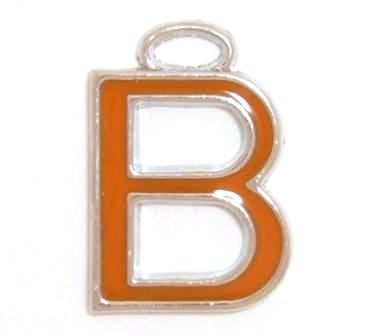 16mm B orange enamel charm