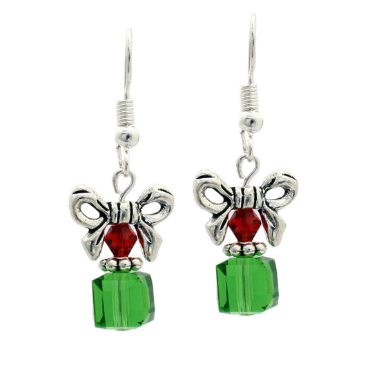 CHRISTMAS BOW EARRINGS GREEN / SILVER KIT