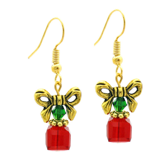 CHRISTMAS BOW EARRINGS RED / GOLD KIT