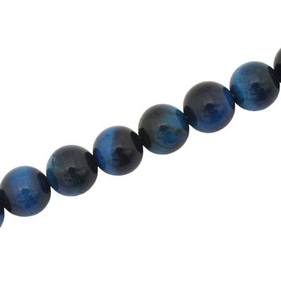 BLUE TIGER EYE 10 MM ROUND BEADS - APPROX 38 PCS