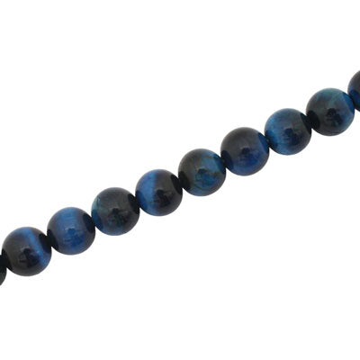BLUE TIGER EYE 8 MM ROUND BEADS - APPROX 47 PCS