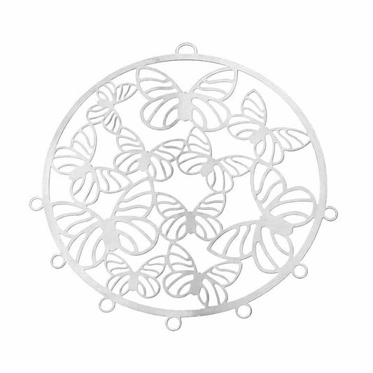 55MM SILVER FILIGREE BUTTERFLY HANGER - 1PC