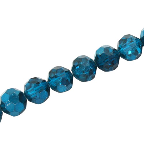 10 MM FACETED ROUND BEADS APPROX 34/PCS - CRYSTAL METALLIC BLUE ZIRCON