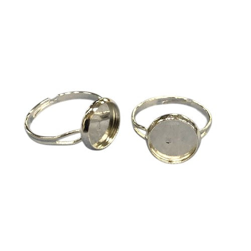 ADJUSTABLE BEZEL RING SILVER TRAY 10MM - 10 PCS