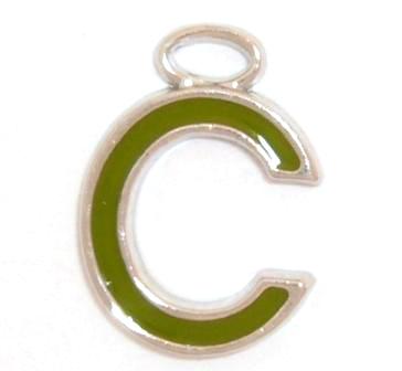 16mm C green enamel charm