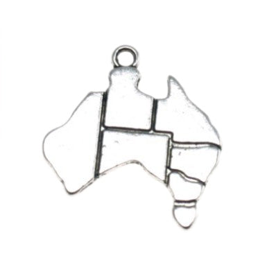 Australia charm 24 mm silver - 6 pcs