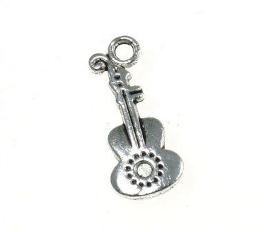 guitar music charm 21 mm silver - 10 pcs