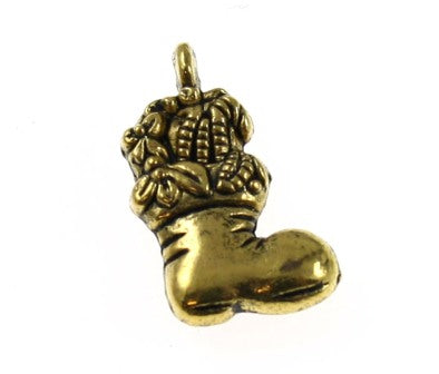 Christmas stocking charm 20 mm gold - 8 pcs