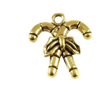 candy cane charm 18 mm gold - 8 pcs