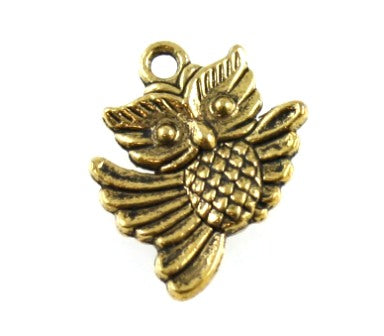 owl charm 16 mm gold - 9 pcs