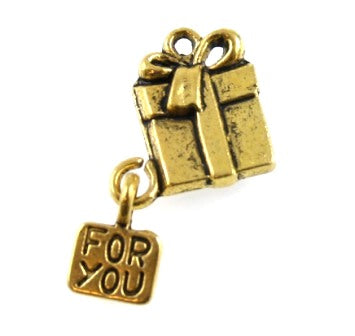 christmas present charm 18 mm gold - 8 pcs