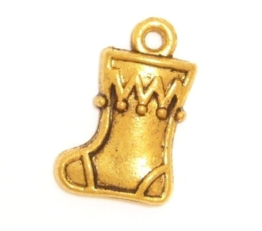 Christmas stocking charm 15 mm gold - 12 pcs