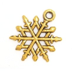 snowflake charm 20 mm gold - 12 pcs