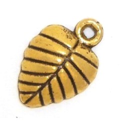 Leaf charm 12 mm gold - 12 pcs