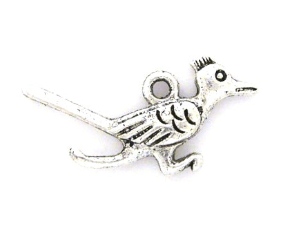 bird charm 12 x 25 mm silver - 7 pcs