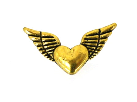 heart wing charm 24 x 12 mm gold- 7 pcs
