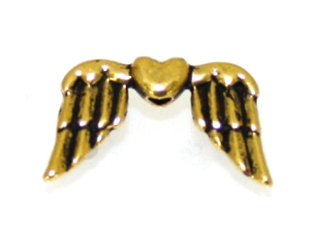 heart wings 18 x 10 mm gold - 12 pcs